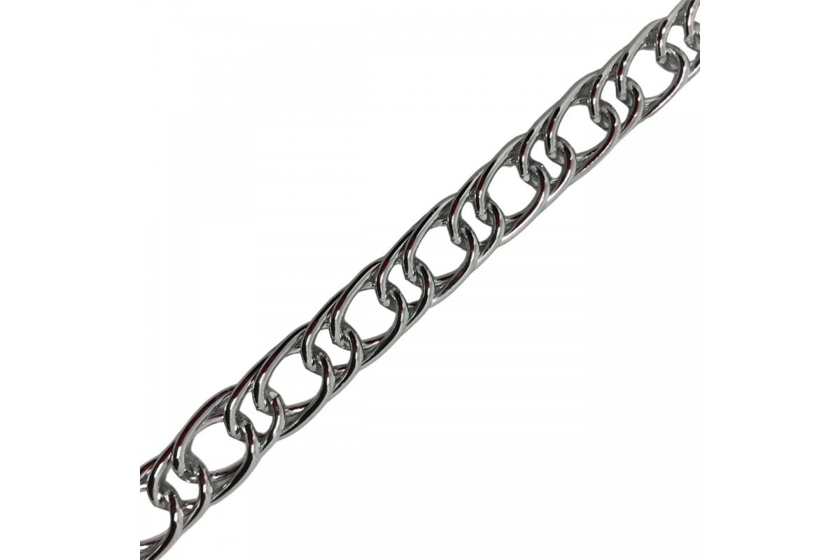 Цепь декоративная алюминиевая на бобине шир.1 см (10 мм). арт.SC001 цв.серебро уп.15 м.